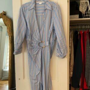 Veronica Beard Light Blue and White Striped dress